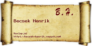 Becsek Henrik névjegykártya